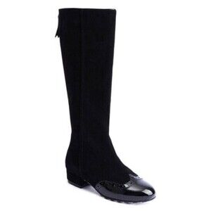 Lola Ramona Women Black Suede Alice Back Zip‎ Tall Boots 36 US 5.5